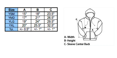 champion hoodie dimensions